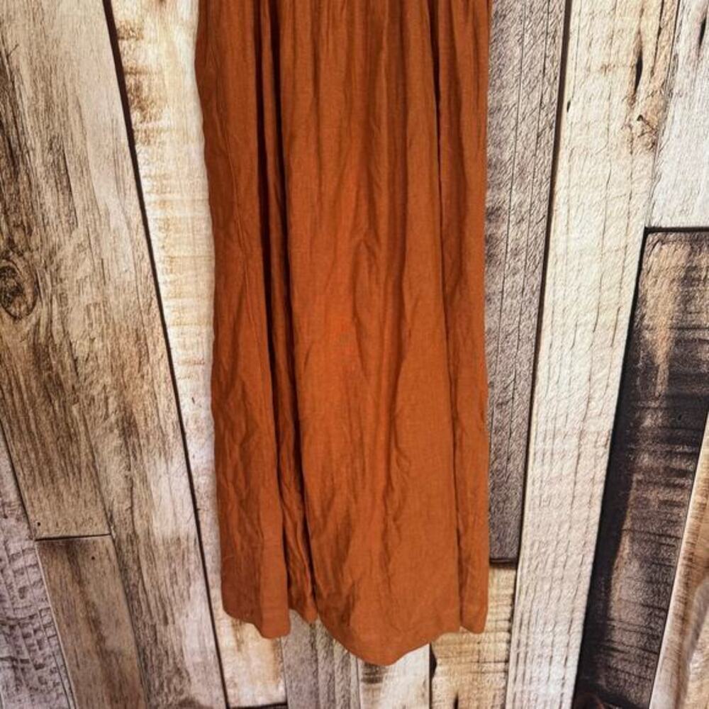 Abercrombie & Fitch Dress‎ Smocked Linen Blend Scrunchy Strap Midi XS Fall NWT - Picture 6 of 9